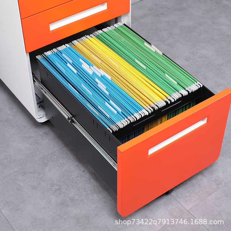 桌下带轮抽屉柜文件柜办公室档案收纳铁皮柜移动矮柜资料储物柜