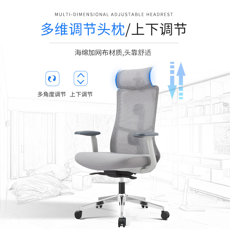 厂家新款人体工学办公椅子护腰头枕会议棉座电脑椅靠背员工椅批发