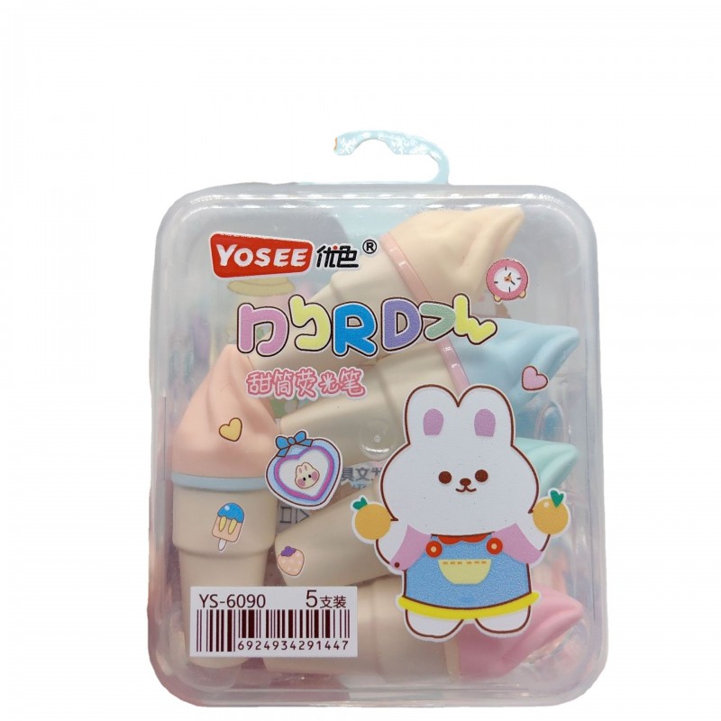 新款卡通造型6支装荧光笔 糖果造型水彩记号笔学生奖品礼品标记笔