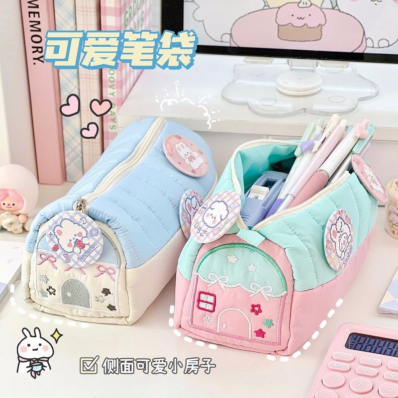 小红书爆款笔袋小房子设计可爱小清新文具盒大容量学生小众收纳袋