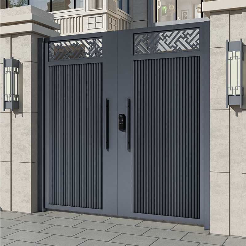 铁艺别墅庭院门 铝合金乡村户外院子门铁艺平移对开户外庭院大门