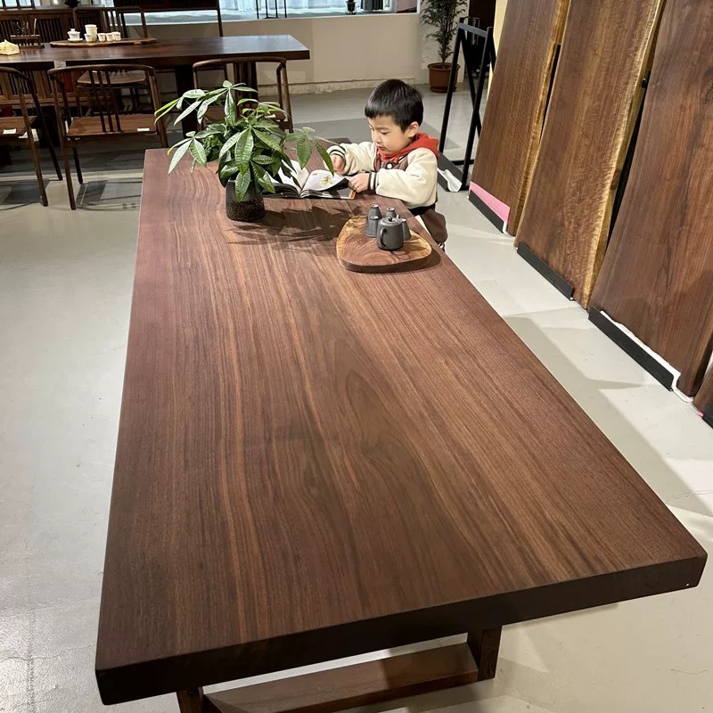 北美黑胡桃木大板南美原木实木简约茶桌茶台餐桌办公书桌会议桌