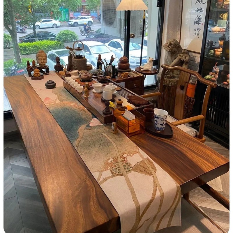 胡桃木实木大板茶桌新中式客厅全实木茶几泡茶台老板办公会议桌