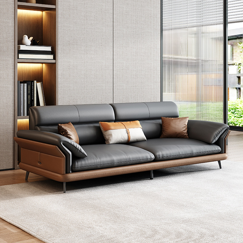 办公室沙发真皮商务接待大厅会客区洽谈简约现代轻奢茶几组合套装