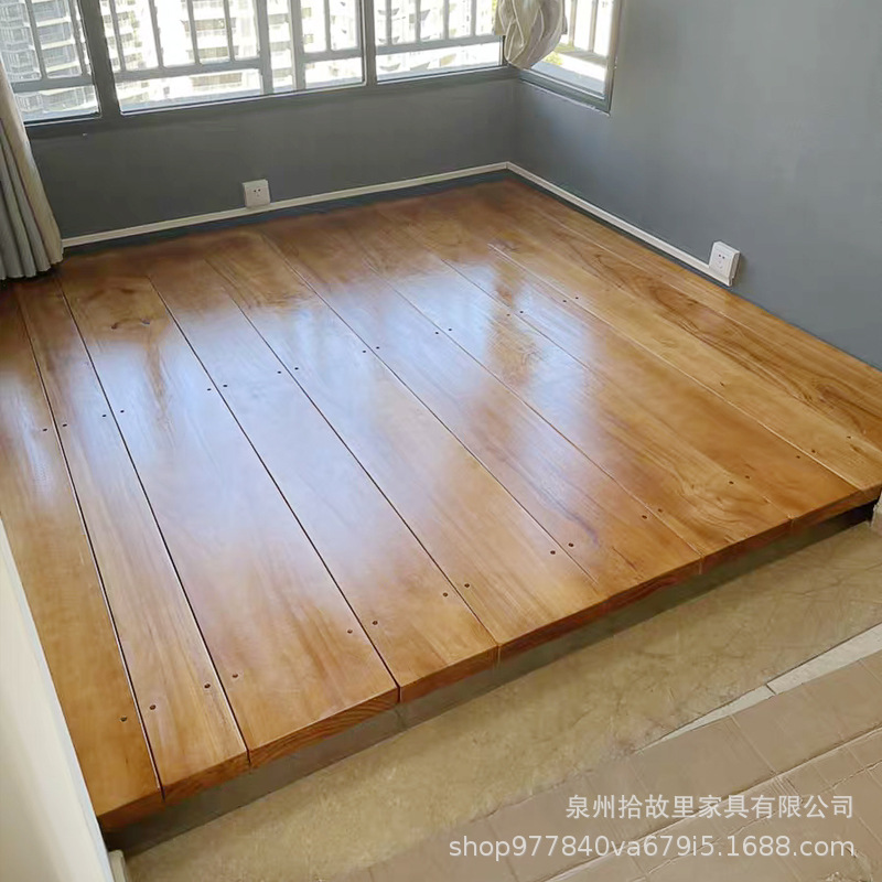 榻榻米实木地铺床复古日式民宿酒店地台床卧室休闲阳台落地飘窗床