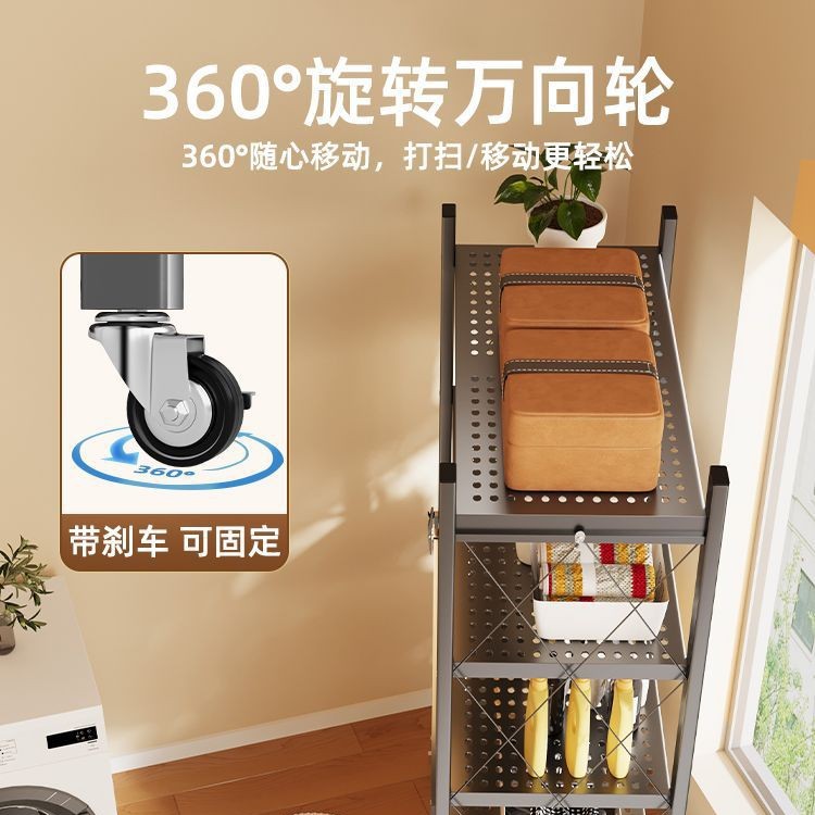 免安装厨房折叠置物架多层式落地整理架多功能蔬菜架子 可供外贸