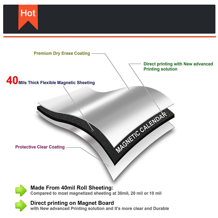 跨境热销 磁性贴日历冰箱贴周计划月历表可擦写家庭用留言板