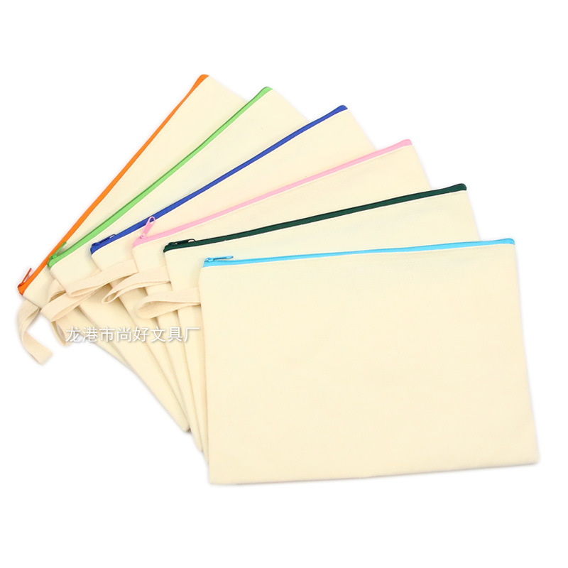 彩色拉链帆布袋笔袋文具袋铅笔收纳袋化妆旅行袋包工具布袋证件袋