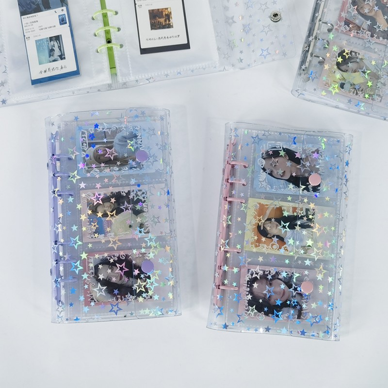 跨境爆款a6星星彩色pvc活页本6孔手帐本拍立得相册贴纸收纳本外壳