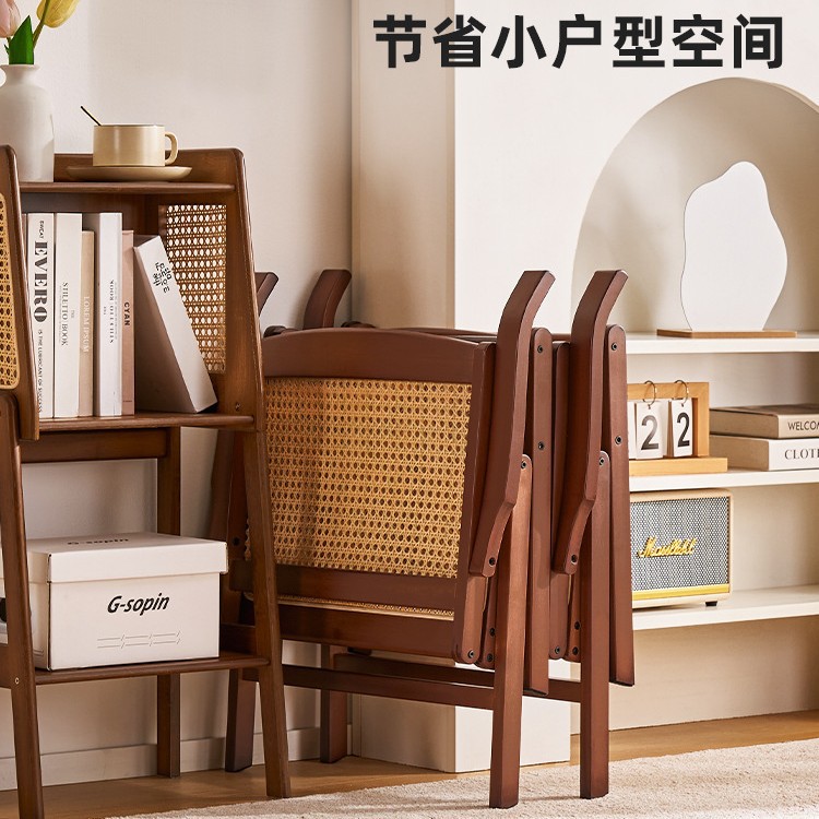可折叠藤编椅子家用阳台休闲靠背椅办公室午休躺椅户外便携式藤椅