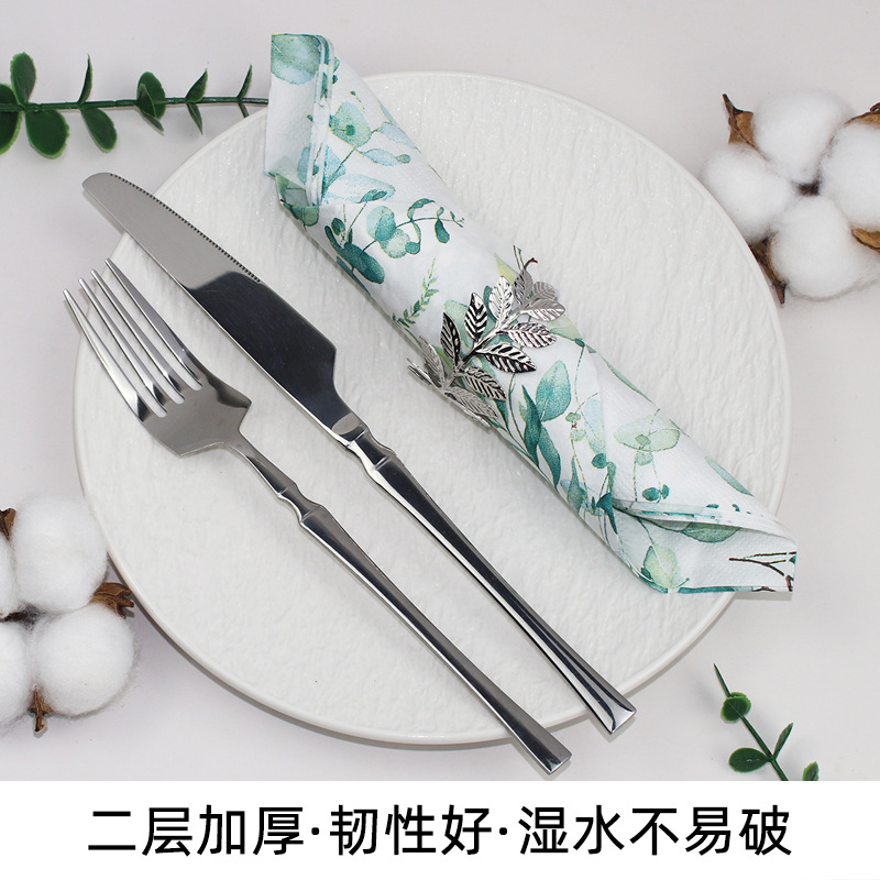 彩色叶子纸巾印花餐巾纸 33x33 2层印花纸巾西餐派对装饰纸巾