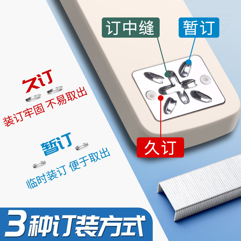 可旋转重型加厚订书器莫兰迪色系装订机多功能办公学生文具钉书机