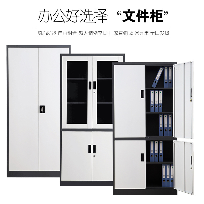 天屹黑白色办公室钢制文件柜档案柜铁皮柜子财务资料柜拆装柜包邮