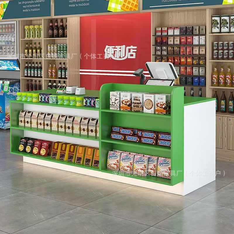 超市收银台便利店前台多层储物吧台店铺文具店小型柜台转角接待台