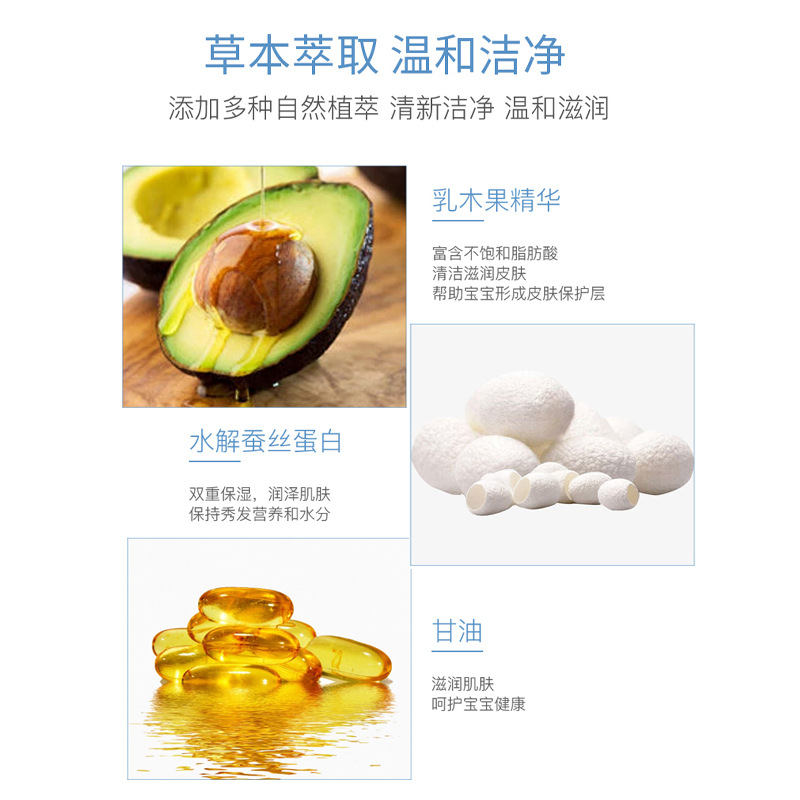 可爱多正品1L儿童乳木果洗头沐浴露二合一宝宝洗发水沐浴露大容量