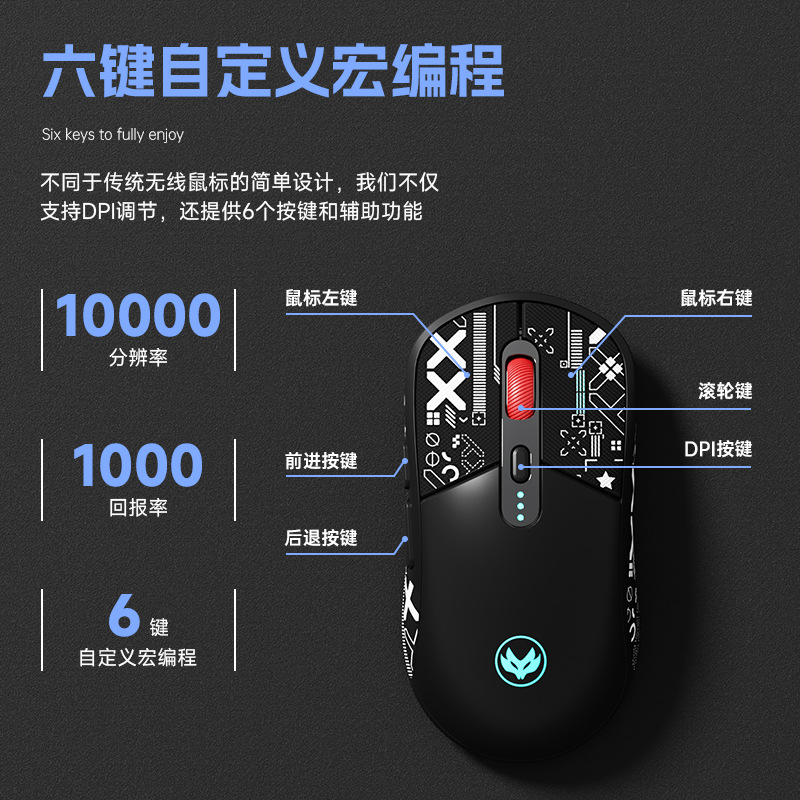 F30三模鼠标有线蓝牙无线游戏电竞台式电脑笔记本静音无声可充电