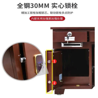 （面议）全钢保险柜财务桌 1.3米6抽办公桌金色 Hnzz-02带抽屉写字台