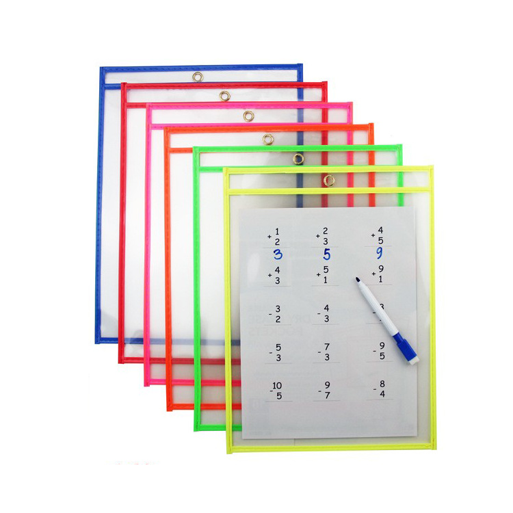 Dry Erase Pocket Sleeves彩色干擦口袋超透防水反复环保收纳陈列